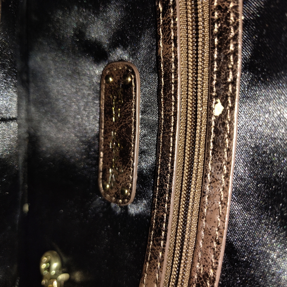 Kate Laundry copper tone purse, with gold chain strap, faux snake skin pattern - Picture 7 of 7